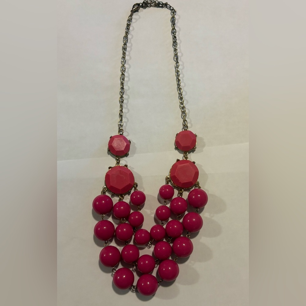 Hot Pink Bubble Beaded Necklace